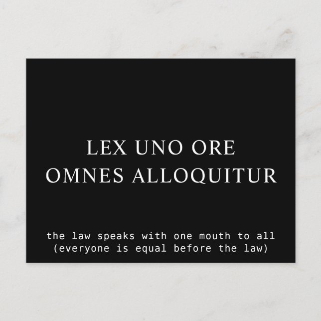 Carte Postale Tous égaux devant la loi Citation latine (Devant)