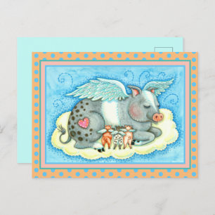 CARTE POSTALE TOUS LES BONS PIGLETS VONT AU CIEL, LES BONS PIG A