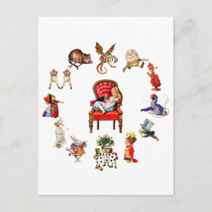 Carte Postale Tout autour d'Alice au pays des merveilles