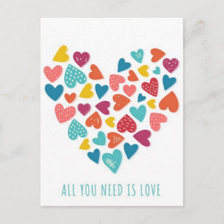 Carte Postale tout ce dont vous avez besoin est amour Você só pr