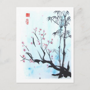 Carte Postale Tout ira bien Bambou et Plum Postcard