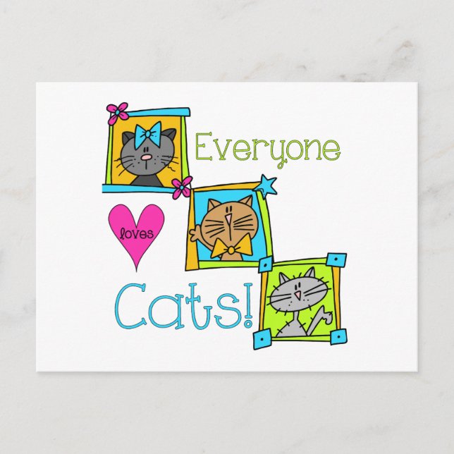 Carte Postale Tout le monde aime les chats (Devant)