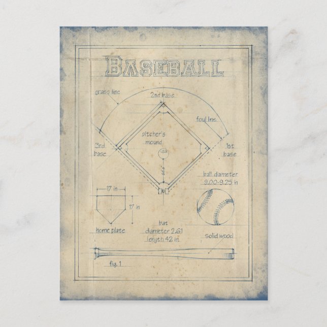 Carte Postale Tout sur le jeu - Baseball (Devant)
