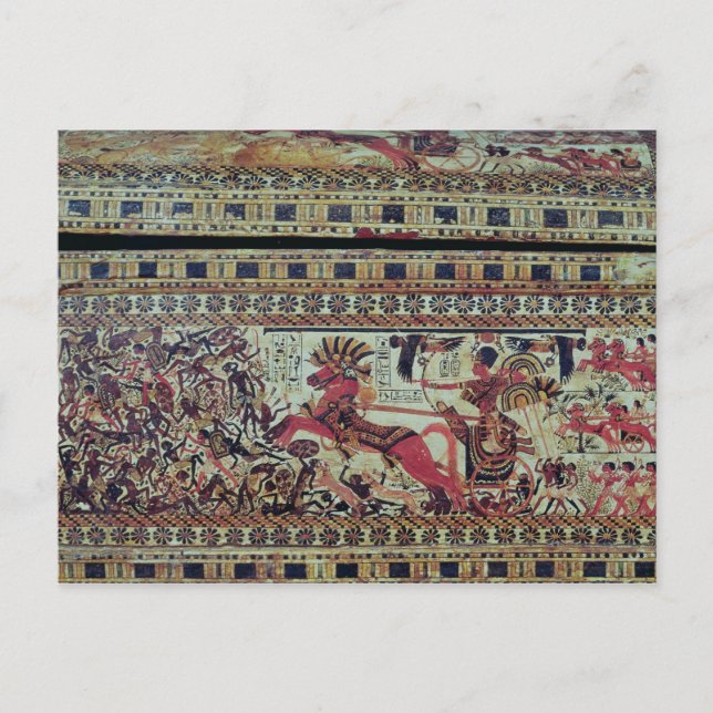 Carte Postale Toutankhamon sur son char attaque les Africains (Devant)