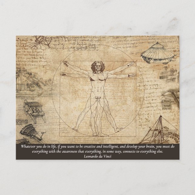 Carte Postale Toute couleur / Texte Vitruvien Homme Leonardo da  (Devant)