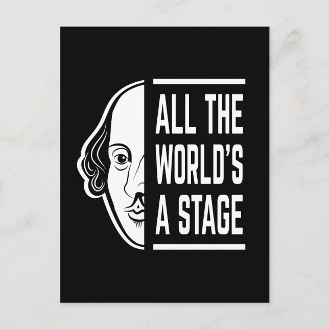 Carte Postale Toute la scène mondiale Thespian Shakespeare Citat (Devant)