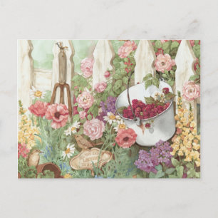 Carte Postale Toute la Terre rit dans un jardin - Picket Fence