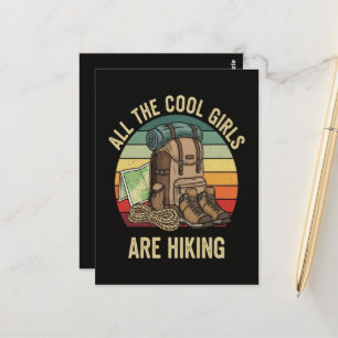 Carte Postale Toutes les filles cool font de la randonnée rétro