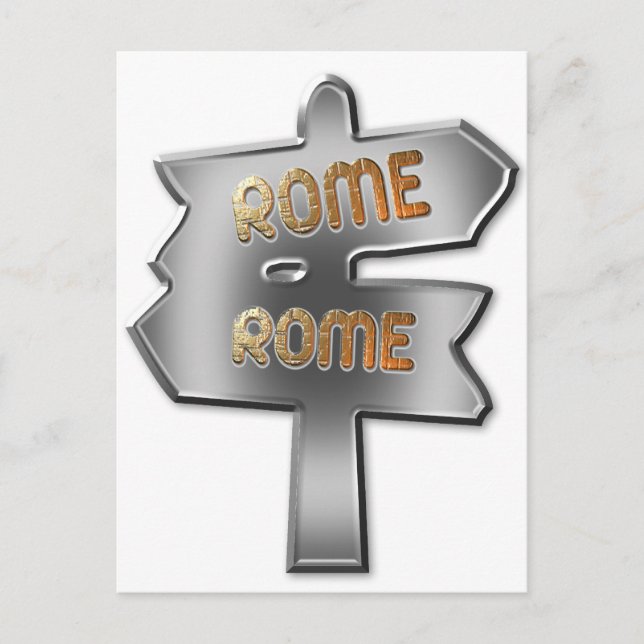 CARTE POSTALE TOUTES LES ROUTES MÈNENT À ROME (Devant)