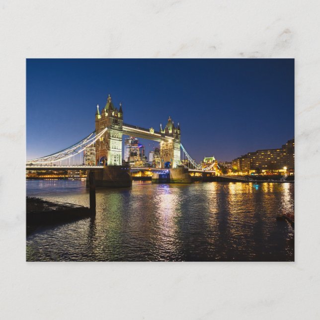 Carte Postale Tower Bridge la nuit, Londres UK Postcard (Devant)