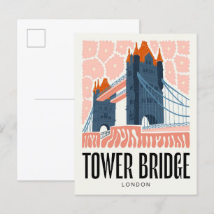 Carte Postale Tower Bridge Londres Voyage abstrait art floral