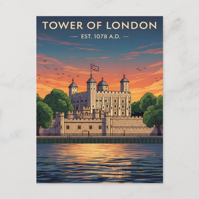 Carte Postale Tower of London at sunset (Devant)