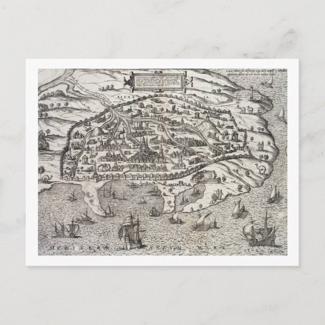 Carte Postale Town map of Alexandria à Egypt, c.1625 (graving (Devant)