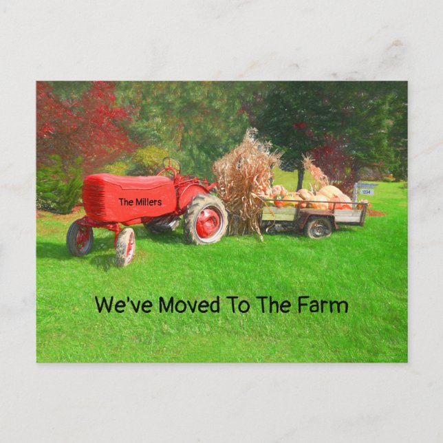 Carte Postale Tracteur agricole Pays rouge Automne Nous avons dé (Devant)