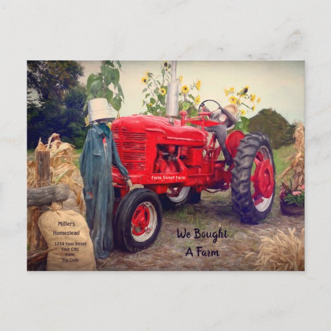 Carte Postale Tracteur agricole Red Rustic Pays Nous avons démén (Devant)