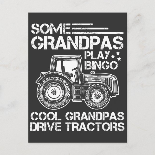 Carte Postale Tracteur Grand-père Fermier Ranch Grand-parents (Devant)