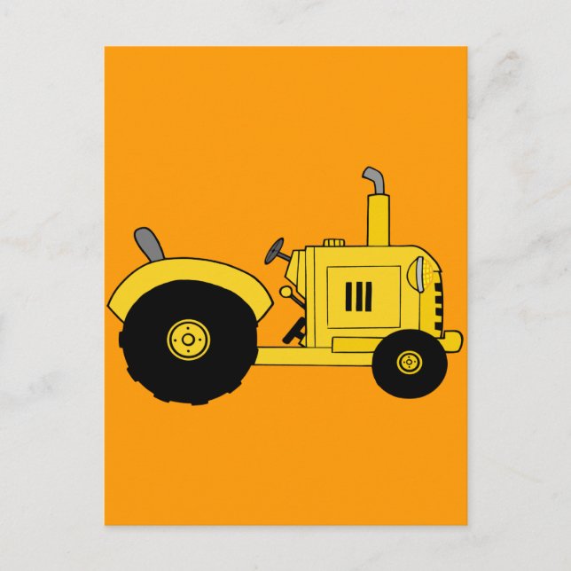 Carte Postale Tracteur jaune (Devant)