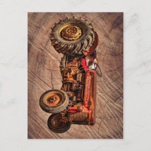 Carte Postale Tracteur rouge antique