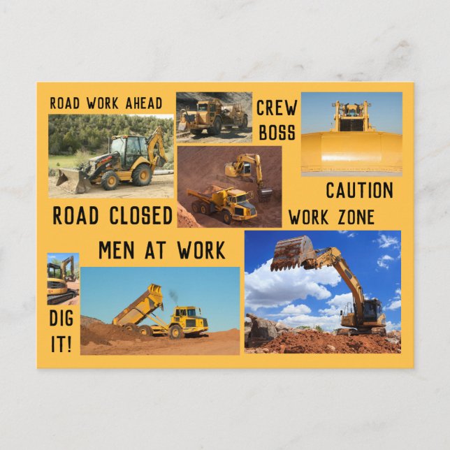 Carte Postale Tracteurs de chantier (Devant)