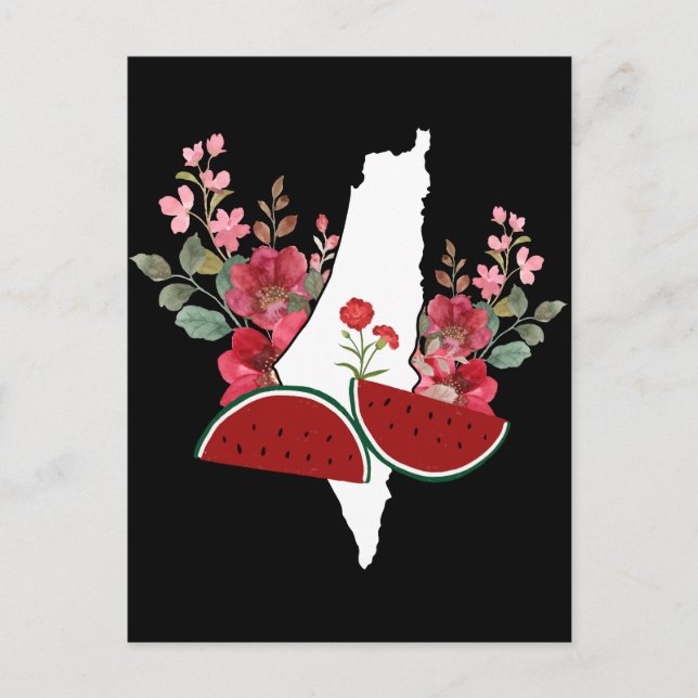 Carte Postale Traditional Palestine elements in palestine map (Devant)