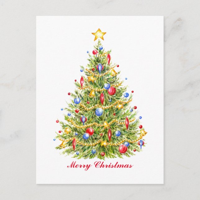 Carte postale traditionnelle de l'arbre de Noël (Devant)