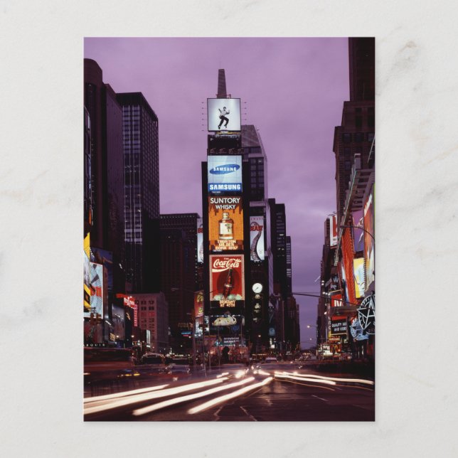 Carte Postale Trafic Carré du New York Times la nuit (Devant)