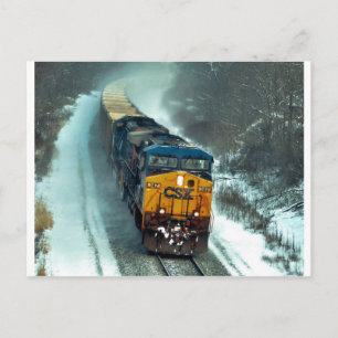 Carte Postale Train à charbon d'hiver