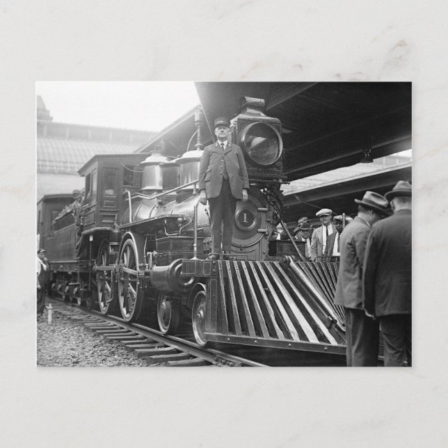 Carte Postale Train à vapeur à la gare, 1923 (Devant)