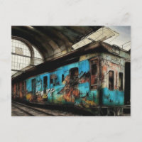 Train abandonné avec Graffiti Urban Street Art