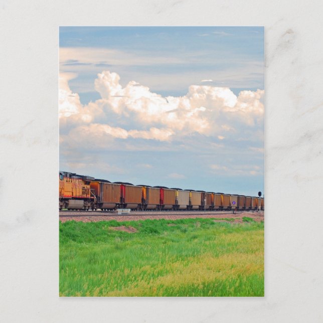 Carte Postale train avec beaucoup de voitures (Devant)