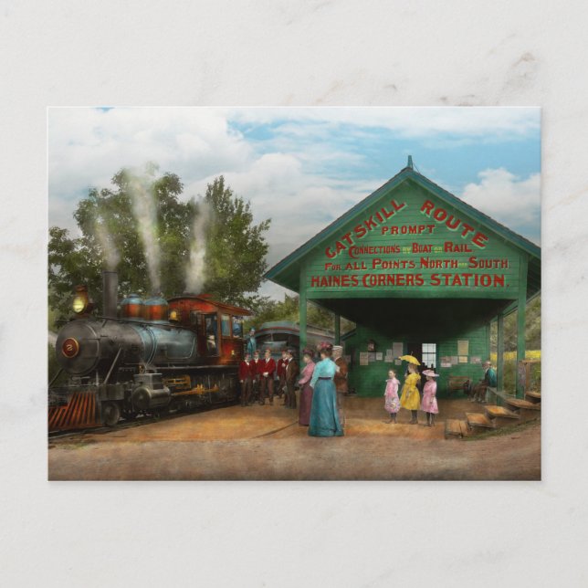 Carte Postale Train - Catskill, NY - En attente de départ 1902 (Devant)