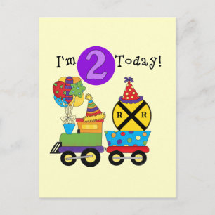 Carte Postale Train d'anniversaire 2e T-shirts et cadeaux d'anni