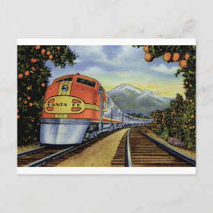 Carte Postale Train de Californie vintage à Orange Grove