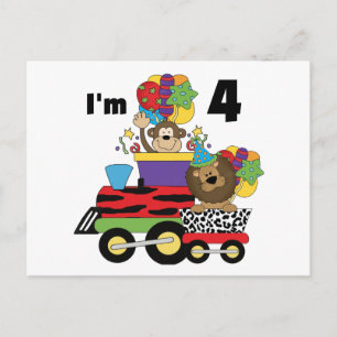Carte Postale Train de la Jungle 4ème Anniversaire Tshirts et ca