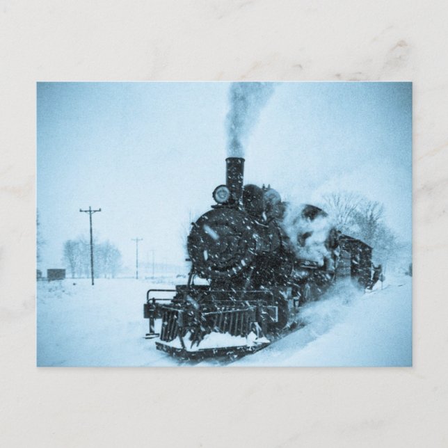 Carte Postale Train de neige Vintage (Devant)