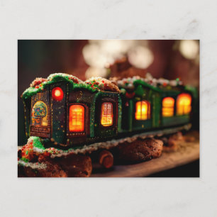 Carte Postale Train de Noël en pain d'épices