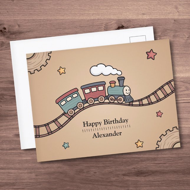 Carte Postale Train en bois (Wooden Train Postcard)