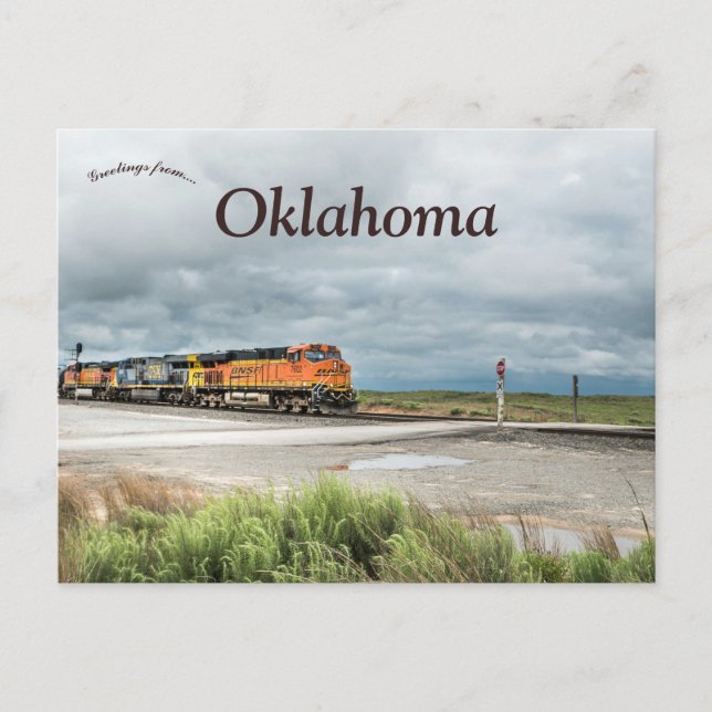 Carte Postale Train in Oklahoma on a Cloudy Day (Devant)