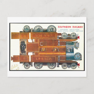 Carte Postale Train miniature en papier de style rétro -- Southe