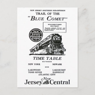 Carte Postale Train New Jersey Central Blue Comet