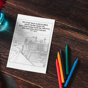 Carte postale Train to Heaven Scripture Coloring