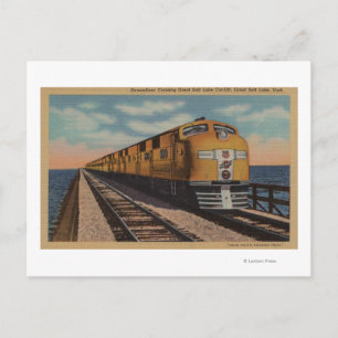 Carte Postale Train- Traverser le Grand Lac Salé, Ogden, Utah