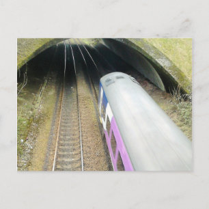 Carte Postale Train violet, Traces ferroviaires, Tunnel, Voyage