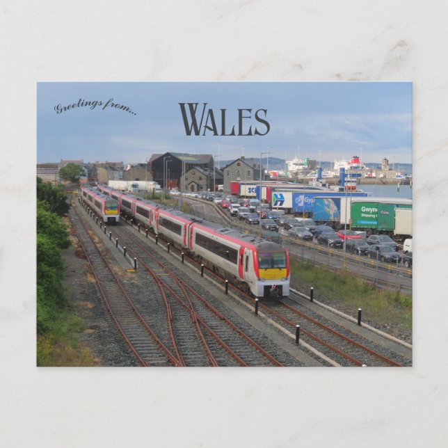 Carte Postale Trains in Holyhead Wales (Devant)