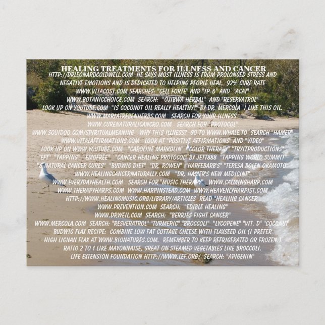CARTE POSTALE TRAITEMENTS DE GUÉRISON POUR MALADIE ET CANCER (Devant)