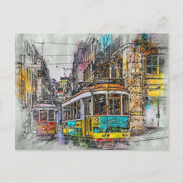 Carte Postale Tramway de Lisbonne, Portugal (Devant)