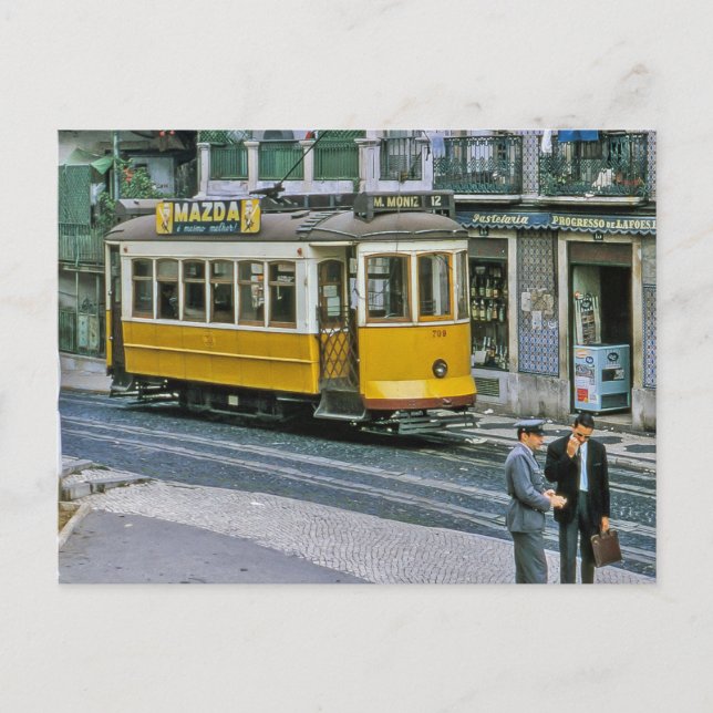 Carte Postale tramway de Lisbonne rue Child of God, 1967 (Devant)