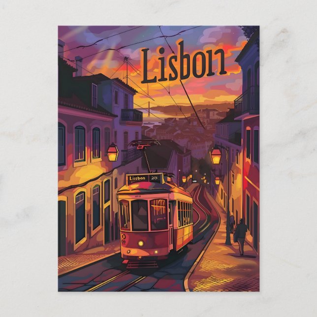Carte Postale Tramway de Lisbonne vintage (Devant)