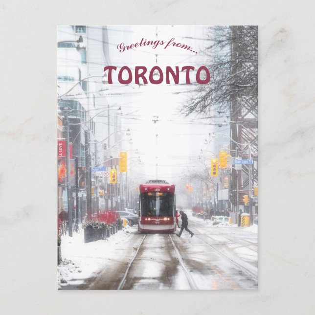 Carte Postale Tramway par une journée enneigée à Toronto Ontario (Devant)