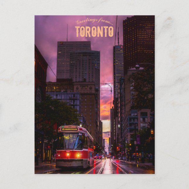 Carte Postale Tramway sous la pluie à Toronto Ontario (Devant)